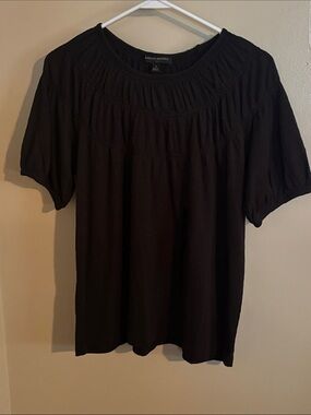 Banana Republic Black Short-Sleeve Peasant Blouse